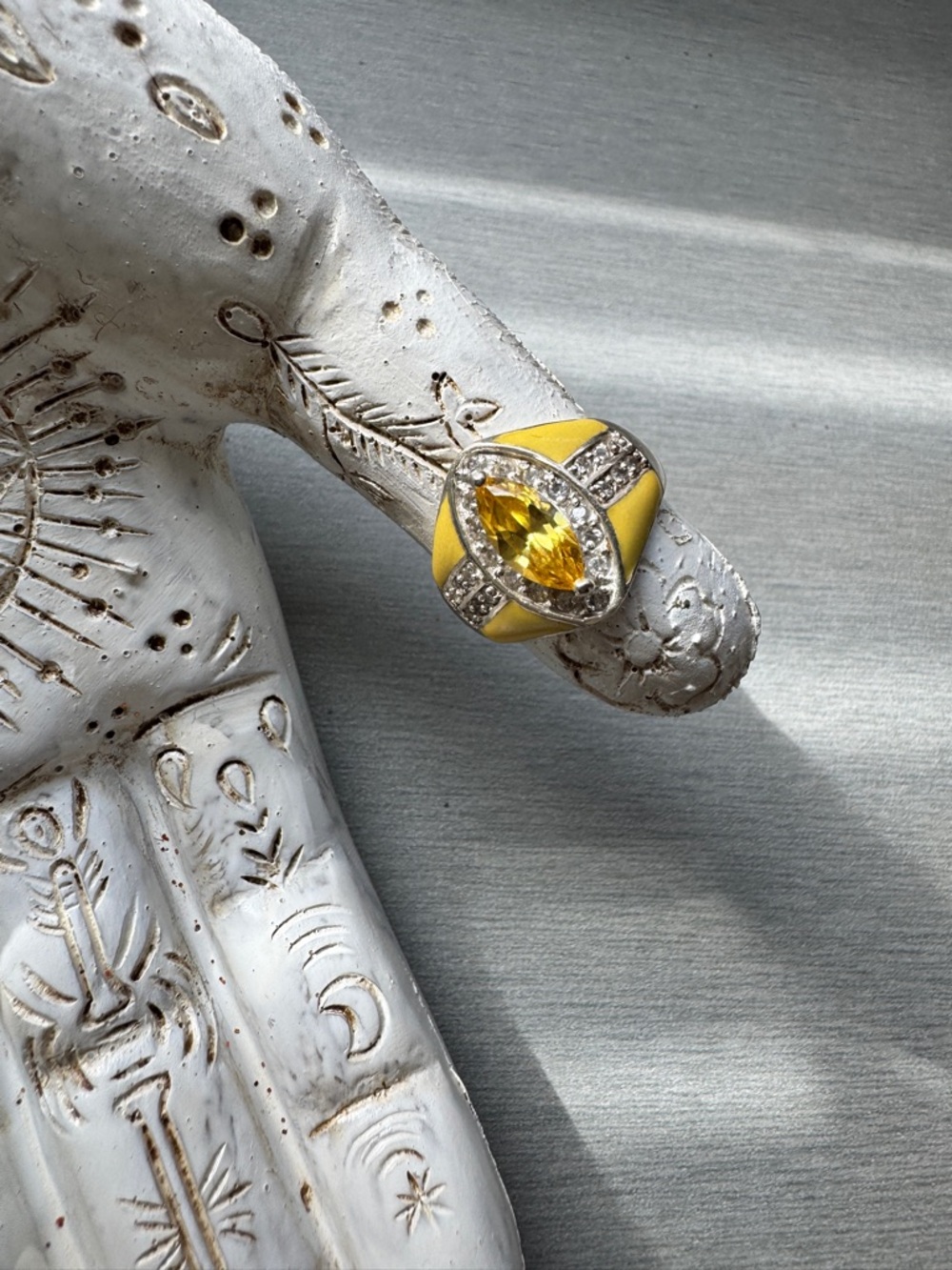 The L Word Set Sale Ring – Sterling Silver 925 Yellow Enamel Statement Ring
